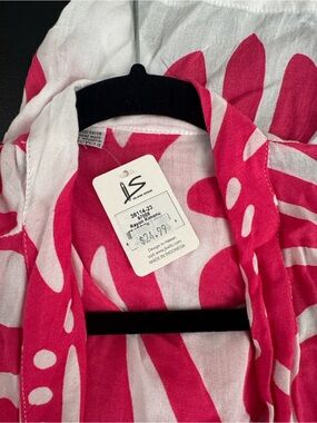 Island Sense Pink & White Rayon Kimono Tunic